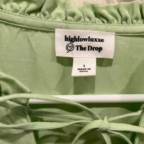 The Drop Women's Smoke Green Long Sleeve V-Neck Mini Dress size Large - Picture 6 of 13